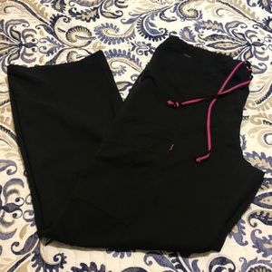 Black w/ Hot Pink Scrubstar Scrub Pants Sz Medium